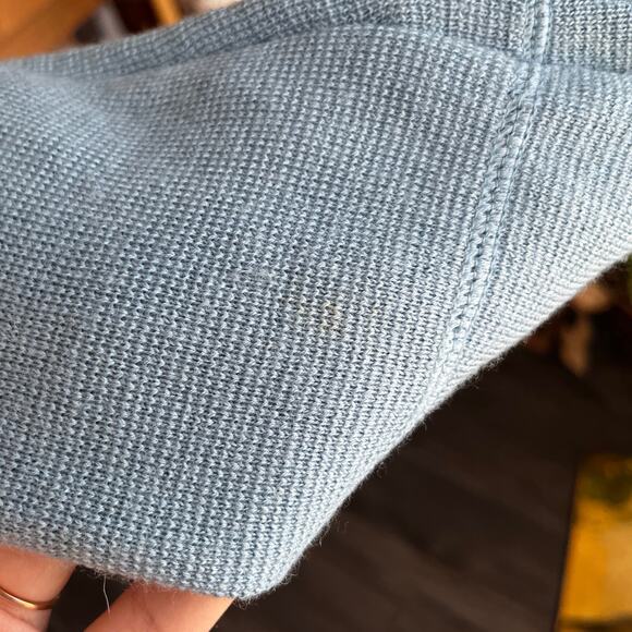 Vintage 90s Baby Blue Merino Wool Polo Cardigan Sweater Size Large - Picture 7 of 7